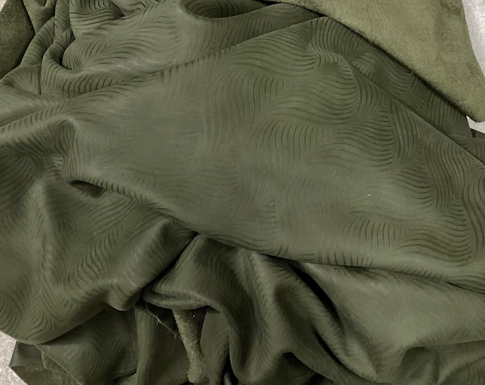 Green Embossed Wilderness Pattern Leather Cowhides. Cowhides, Leather, Automotive leather. upholstery Leather,  TOWN481