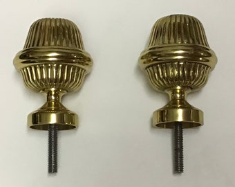 Metal BRASSED FDL Design.For 15mm Pole 1 Pair Curtain Pole Finials Free P+P 