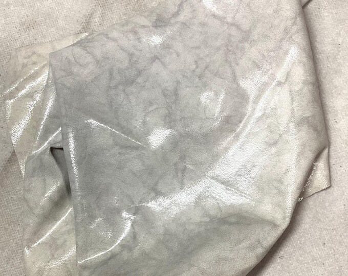 Off White Printed Snakeskin Leather Cowhide Remnant.  LAC02