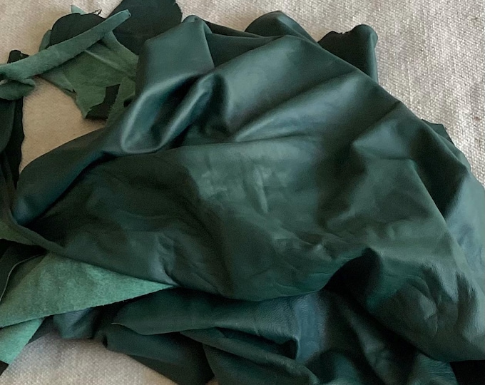 45 square feet Pine Green Leather Cowhide,  609CL