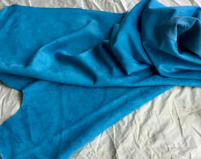 Blue Suede Leather Cowhide. Upholstery Leather.  Garment Leather.  LeatherHides. Gifts. Crafting Leather. FBY2505