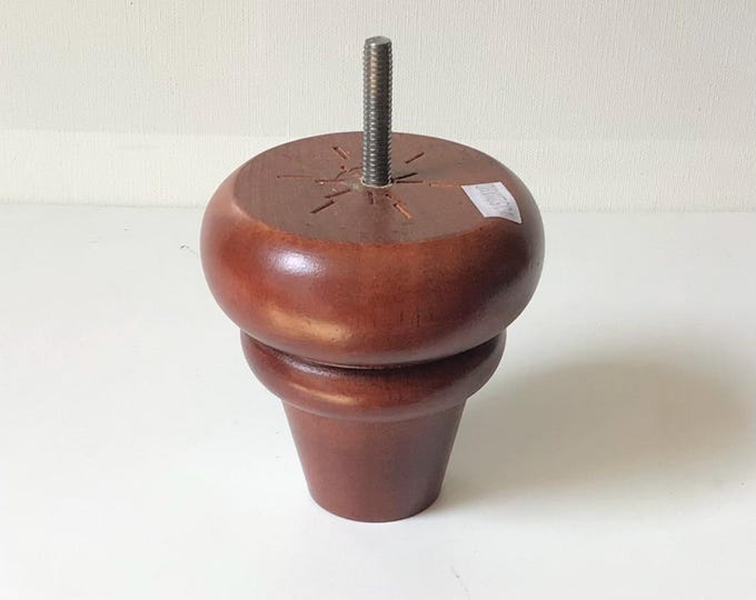 Package of 4 Mahogany Finish wooden Furniture Legs. Chair Risers. Decorative Legs. turned Legs, Home Decor.  1352