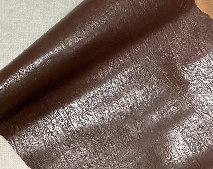 Brown Embossed Cowhide Leather Remnant - 21x44 inches LAC16