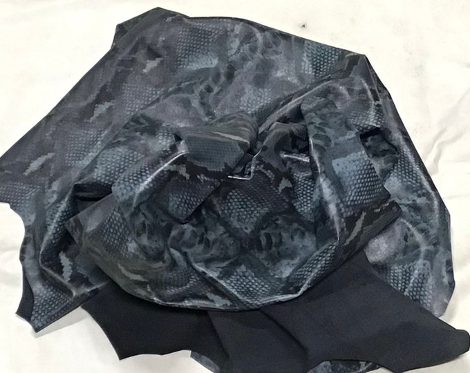 Blue Python Print Leather Lambskins, LAMB7407