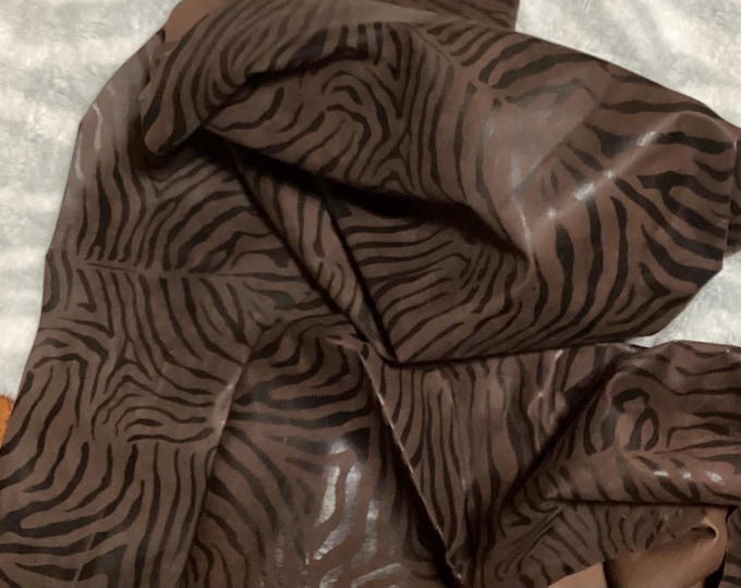 Brown Printed Baby Zebra Leather Cowhide Remnant,  LAC81