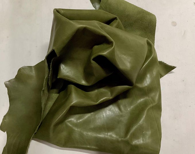 Poison Green Leather Cowhide Remnants, Leather Hides. cowhide, Crafting Leather.  BR853