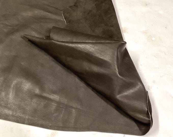Olive Leather Cowhide Remnants. Leather Hide.  Remnants, crafting Leather.  OSM489