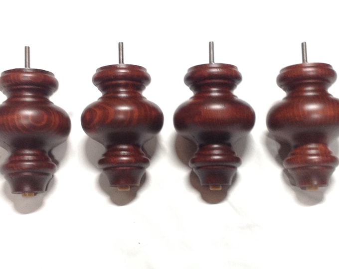 Package 4 Wooden Furniture Legs. Merlot.  Chair Risers.  Home Decor.  Sofa Legs. Ottoman Legs. Chair Legs.  #1124