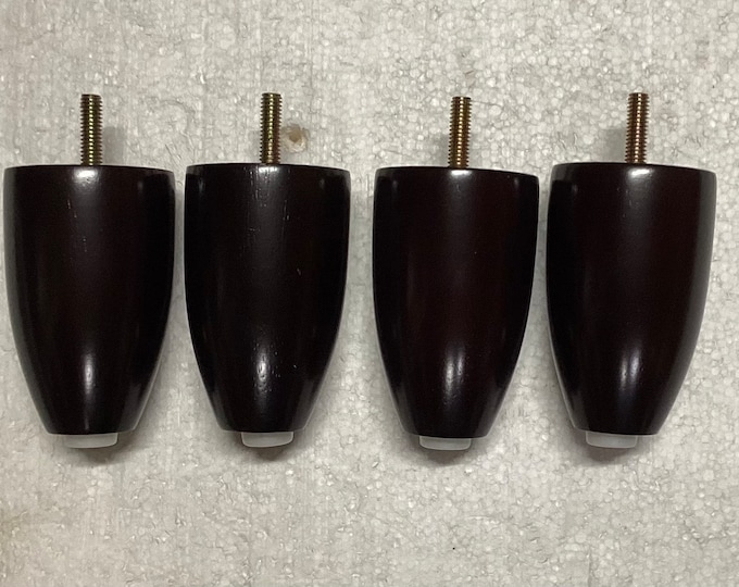 Dark Mahogany Round Tapered 3 1/2 Inches Wooden Furniture Legs.chair risers. Chair Legs.   P818
