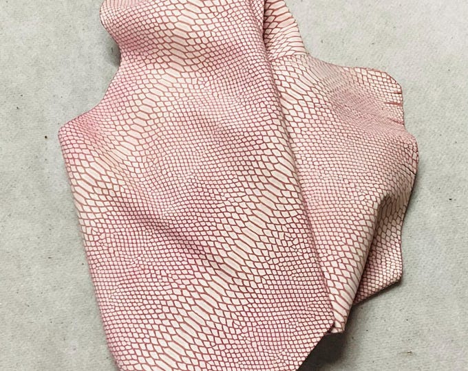 Pink embossed snakeskin leather cowhide remnant.  LAC108