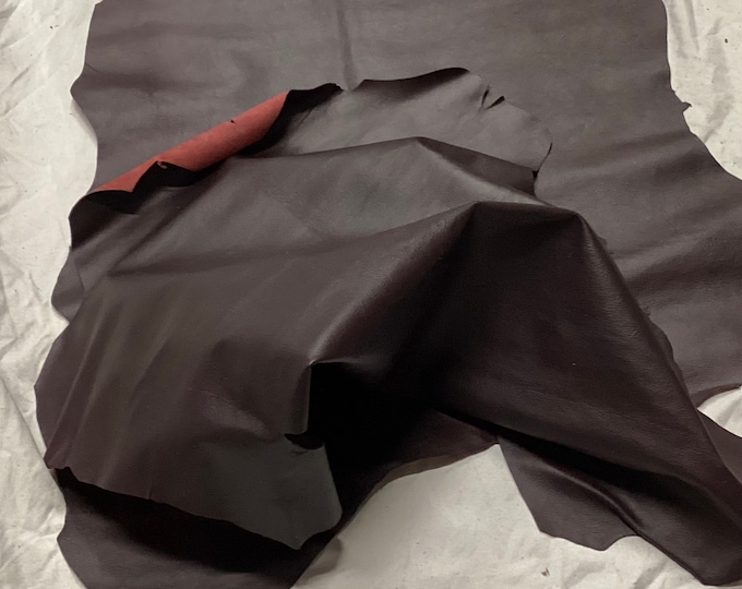 New Burgundy Leather Goatskins,  Leather Hides.  HY758