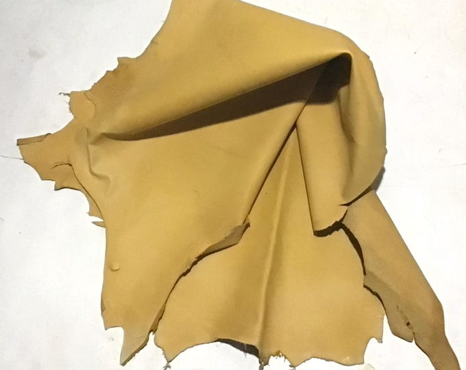 Distressed Yellow Lambskin Leather Hide: Soft Crafting Leather (6 sq ft, 0.8-1.0mm)