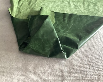 Forest Green Leather Cowhide Sides. Upholstery, garment, automotive, crafting leather. 052624