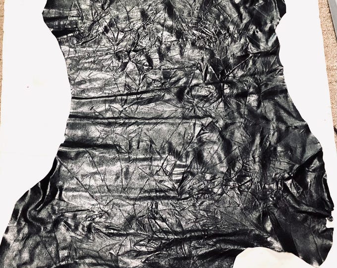 Black Embossed Branches Leather Lambskin. Crafting leather,  garment Leather, Full Hide,  OSM20581