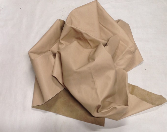 Tan Leather Cowhide Remnant. #DD2169  Leather hide. Scrap Leather