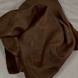Matte Distressed Chocolate Brown Leather Cowhide Remnantd,  BR115