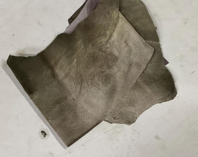 Taupe hair on cowhide remnant, leather pieces. Cowhide. Craft leather.  CL52520
