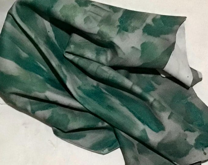 Teal & Gray Lambskin Leather Hides: Soft Crafting Leather (5 sq ft, 0.8-1.0mm Thick)