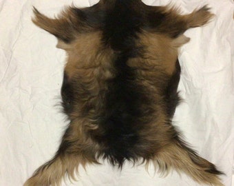 Black And Brown Exotic Long Hair on Goatskin. Leather Hides, EX13