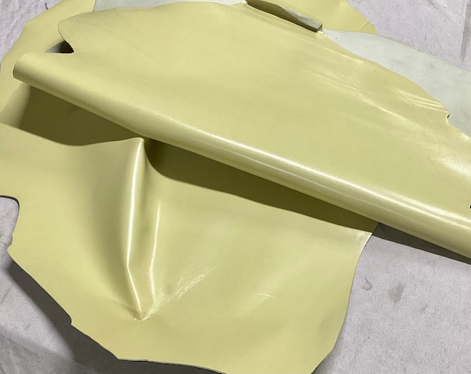 Package of 2 Pale Yellow Leather Lambskins,  Leather Hides.  Handbag Leather, leather pieces.  OSM10300