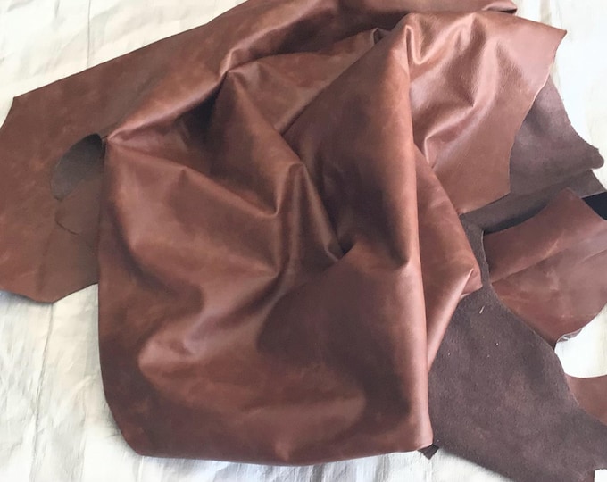 Russet Brown Leather Cowhide. Full Hide. Upholstery Hide. Garment Leather. crafting Leather.  CAR828