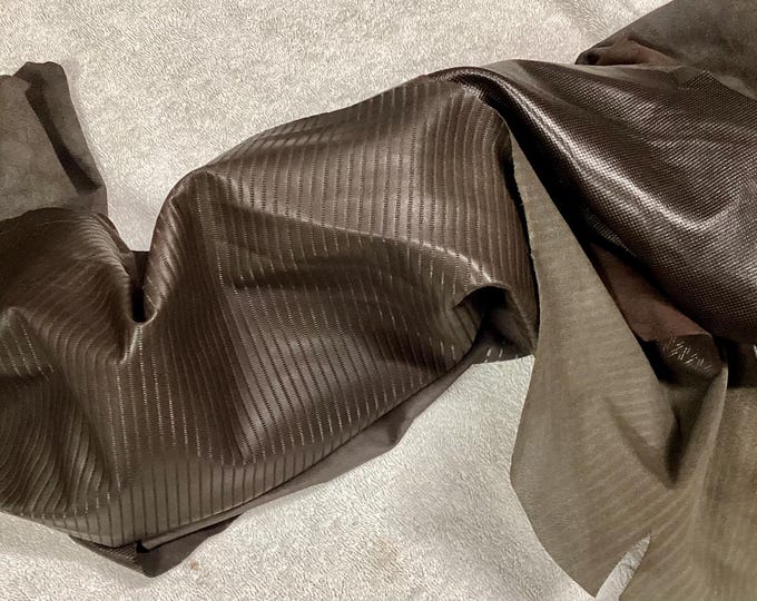 5 Embossed Brown Leather Lambskins.  Showroom Samples,  Leather hides,  A2404
