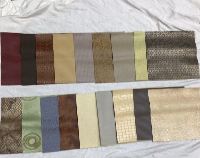 18 Pieces Leather Cowhide Squares in Rainbow of Colors. Leather Remnants,  Leather Pieces.  Craft leathers. SW10