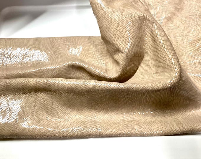 Peach Printed Snakeskin Leather Lambskin.  OSM830