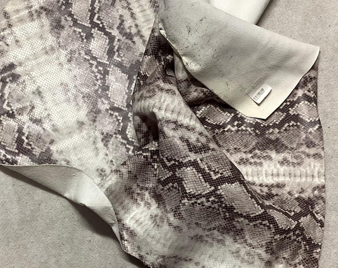 Fade Brown Python Print Leather Cowhide Remnant.  LAC116