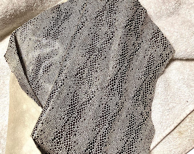 Gray and Black Printed X’s Leather Lambskins,  LAMB7013