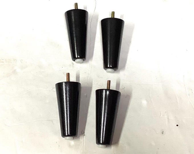 4 Espresso Finish Wooden Furniture Legs.  4 1/2 inches tall. Chair Risers.  Home Decor. P12587