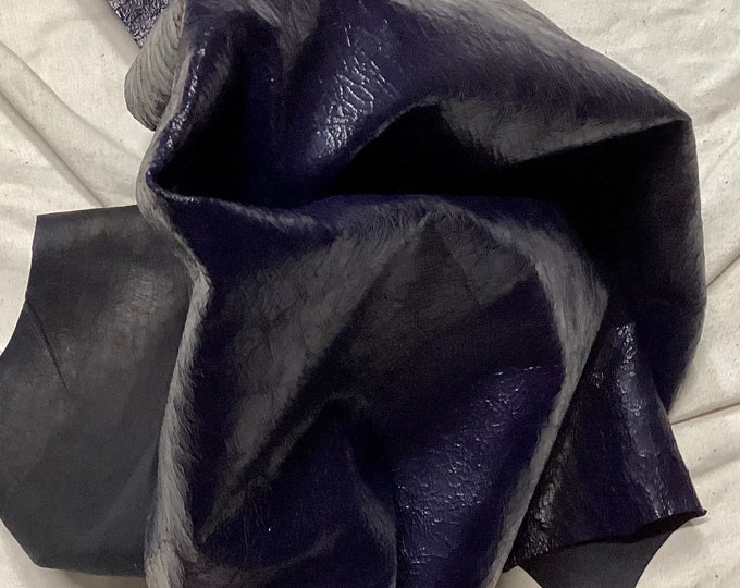 Dark Navy Blue Leather Lambskins.  OSM28