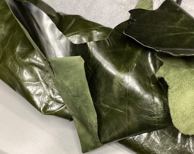 Moss Green Pullup Leather Cowhides. Upholstery Leather. Garment Leather. Automotive Leather. Crafting Leather.  CAR829