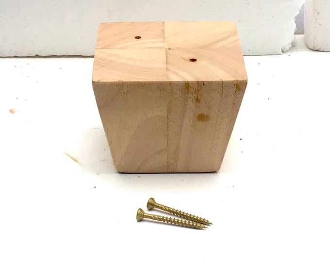 Package of 4 Unfinished Square Tapered Wooden Furniture Legs.  Chair Risers.  1027