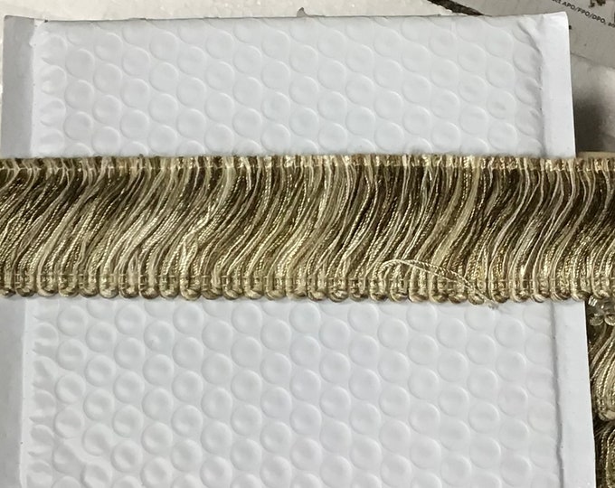 Creams-Whites-Golds 2 inch brushed Fringe. Trim. Upholstery trim. VNT1
