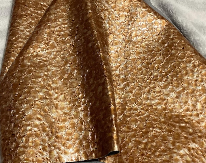 Gold Embossed Leather Cowhide Remnant.  CA101