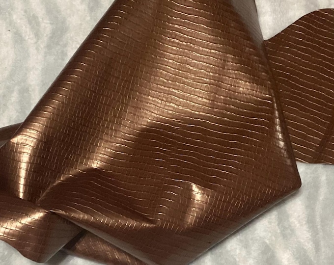 13 square feet Copper Embossed Gator Leather Cowhide Remnant, DIY. Crafting Leather. CA731
