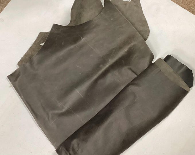 Distressed Barnwood Dark Gray Leather Cowhides, Leather Hides,  RDO100