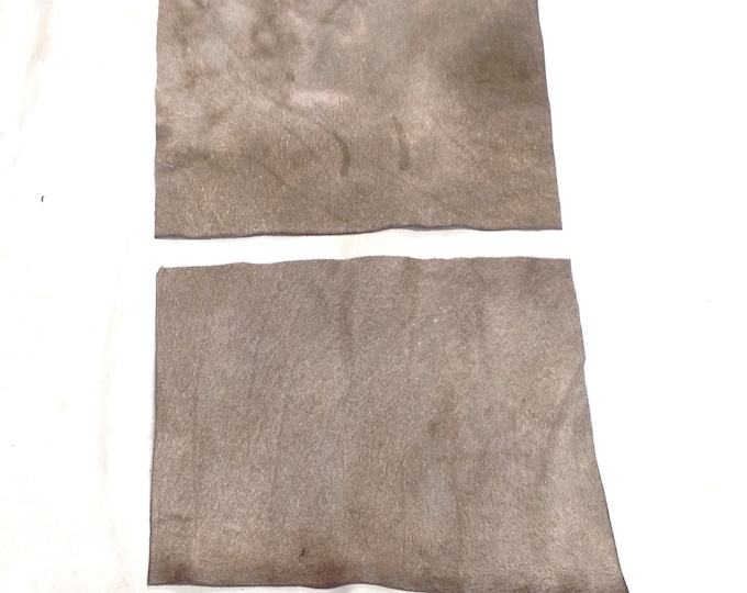13x17 Inch Thunder Gray Hair on Cowhide Remnants in a 2 Pack. Leather pieces. DD2198