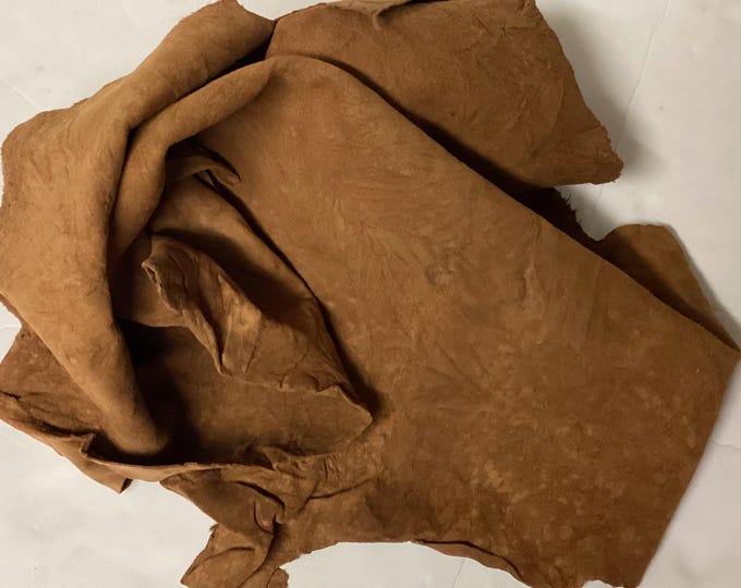 Cognac Matte Leather Lambskins.  Leather hides.  Crafting Leather, Jewelry Leather, OSM1814