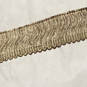 18 Yards Sandstone Beige/Beaver Green Conso 2 Inch Fringe EL04