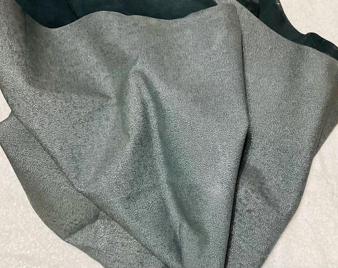 Gray Embossed Sting Ray Leather Cowhide Partial.  Leather Hides. crafting leather.  CL46