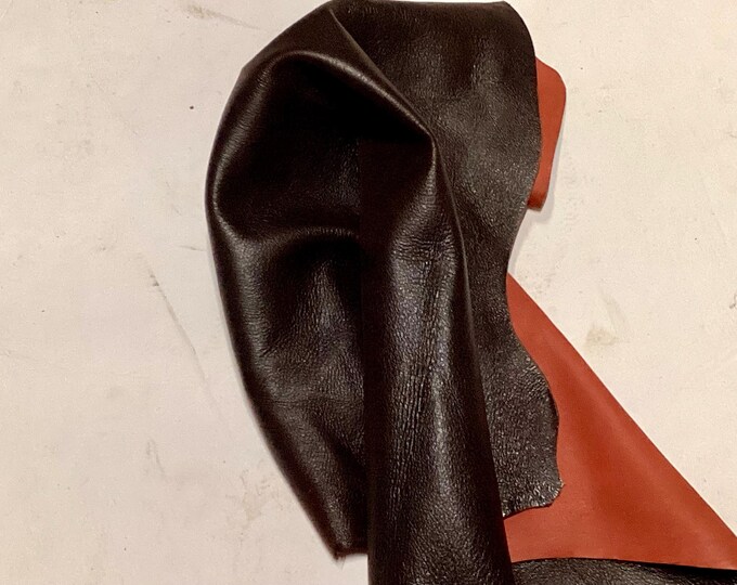 Dark Burgundy Leather Lambskin. Reversible. Leather Hide.  OSM80257