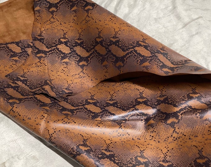 Brown Python Printed Leather Lambskin.  OSM20715