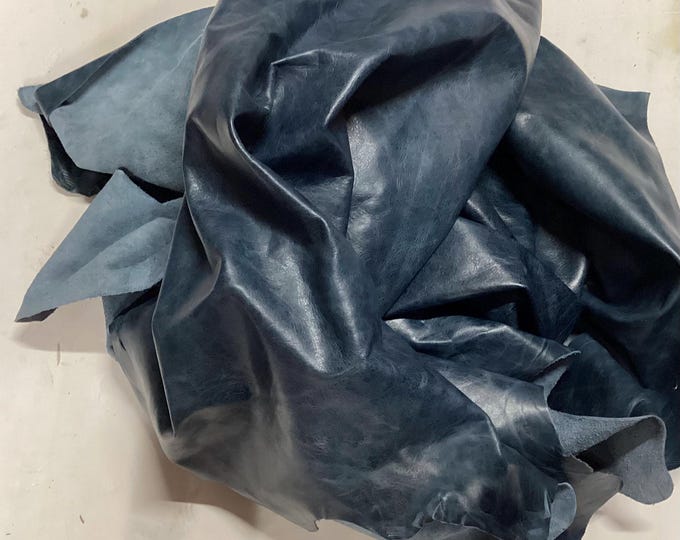 Distressed Blue Leather Cowhides. Leather Hides. Cowhides, BR871