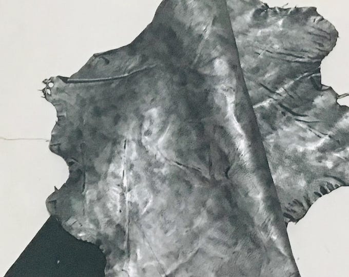 Dark Silver Distressed Lambskin Leather Hide: Soft, Pliable (5 sq ft, .8-1.0mm Thick)