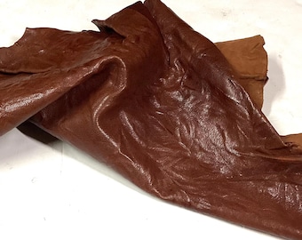 Brown Embossed Sheepskin Leather Hide,  Crafting Leather,  Hides.  OSM492
