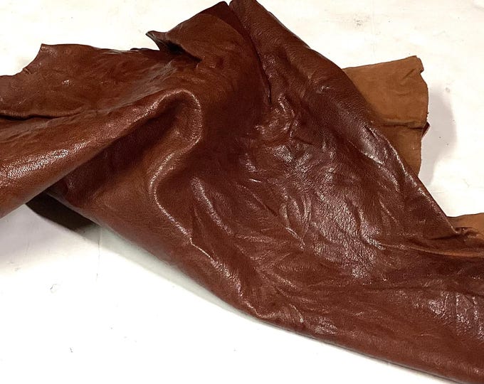 Brown Embossed Sheepskin Leather Hide,  Crafting Leather,  Hides.  OSM492