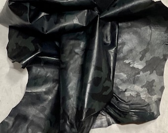 Black and Green Camouflage Leather Lambskins.  OSM20615