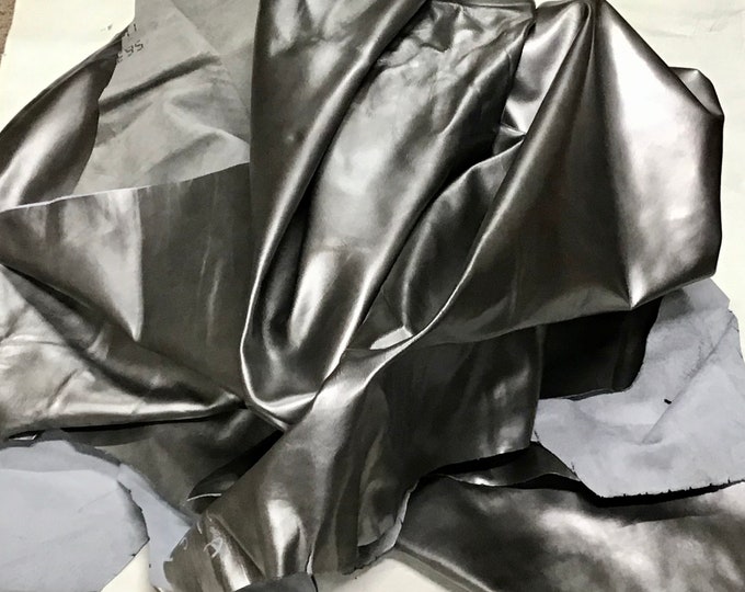Pewter Leather Cowhide Partials. Leather Hides.  Remnants.   Partials.  Cowhides.  RDO102